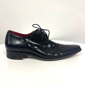 Jeffrey West Black Leather lace up wingtip 10